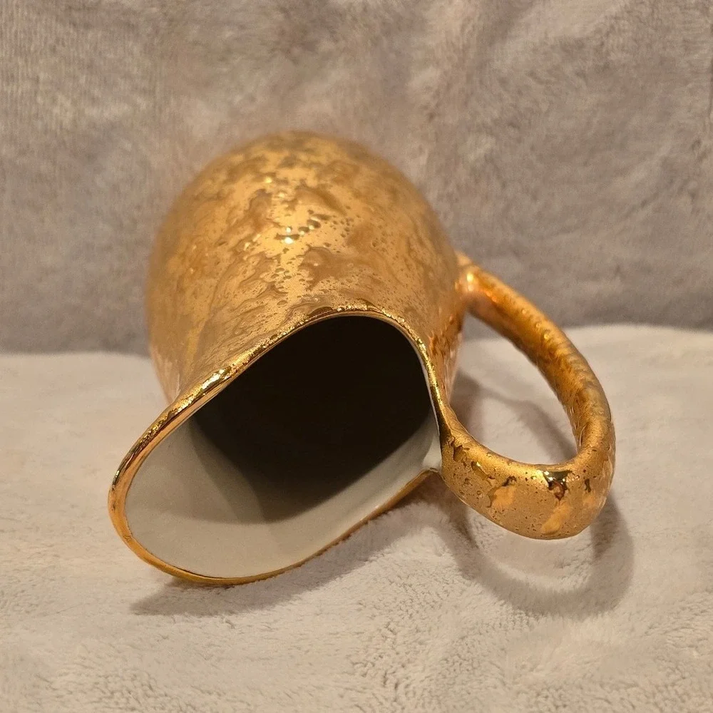 Vintage Deena Art Studios 22KT Weeping Gold Ceramic Pitcher Ewer MCM Decor 6